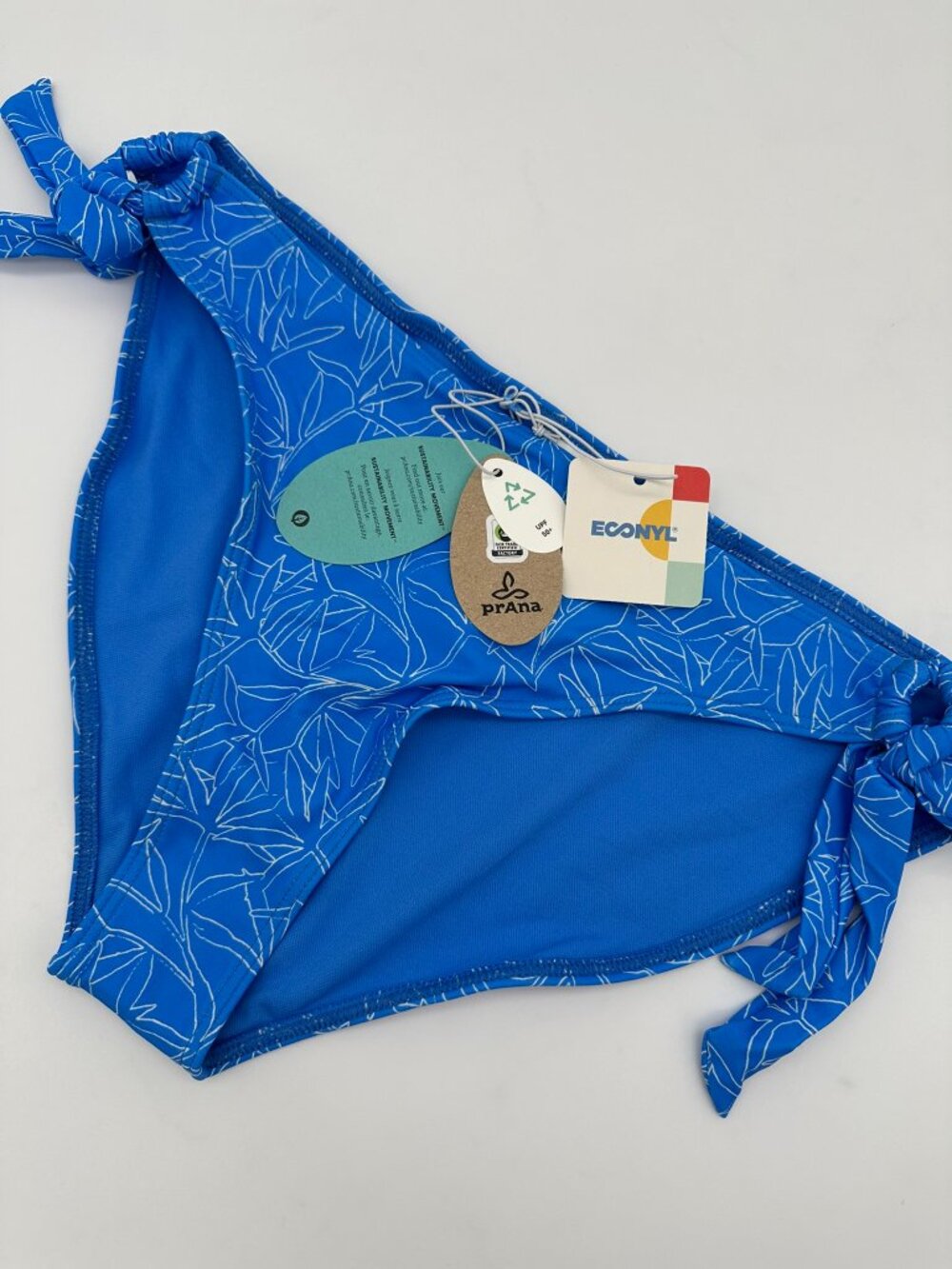 prAna Women's Atalia Adjustable Side Tie Bikini Swim Bottom Size Medium Blue